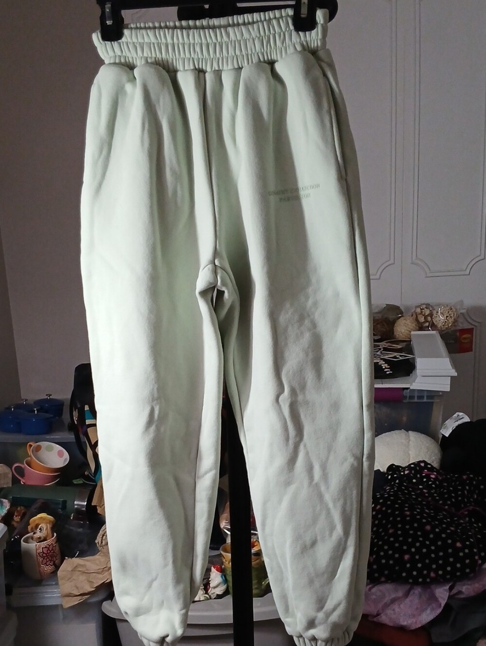 Comfort High-Waist Mint Green Elastic Jogger Pants Super Soft Clean Gusset